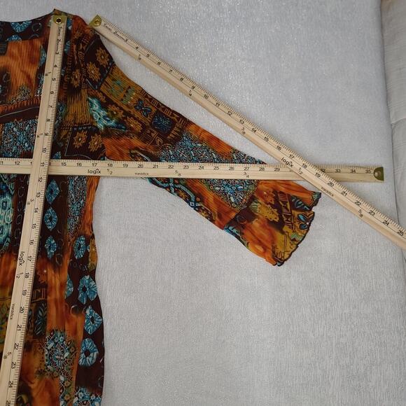 Sere Nade women's Dopamine flare sleeve mini pleated blouse brown Size XL quirky - Picture 7 of 7